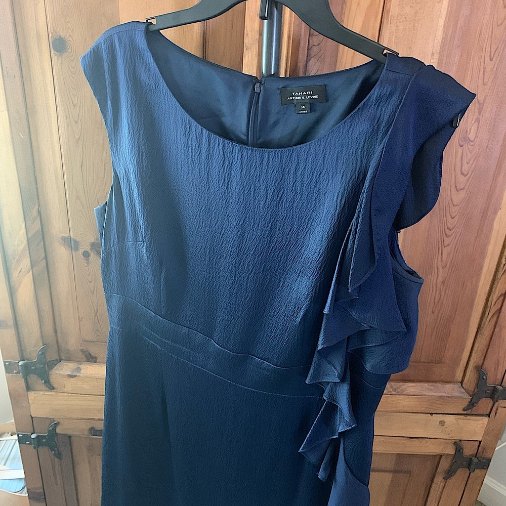Tahari Navy Silk Dress